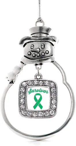 Miniatura 132 de Inspired Silver - Adorno de rodillo de reina - Adorno cuadrado de plata con muñeco de nieve con joyas de circonita cúbica