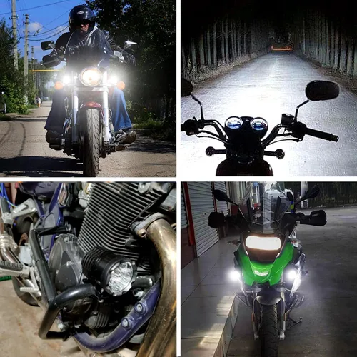 Miniatura 5 de Ourbest Luz de motocicleta, 12 V 24 V alto/bajo/estroboscópico motocicleta auxiliares luces ATV UTV Bicicletas Dirt Bike Led niebla luces