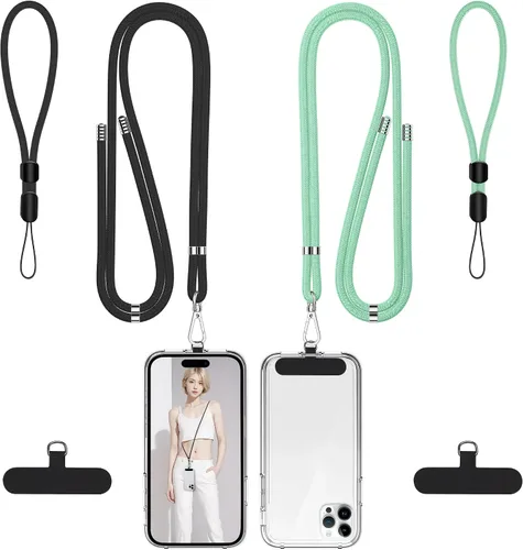 Miniatura 14 de Takyu Cordon para teléfono celular, cordon cruzado para teléfono con correa de cuello ajustable y paquete de 2 correas de muñeca para teléfono