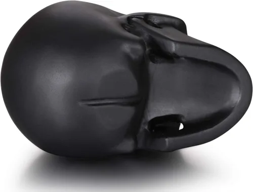 Miniatura 7 de Skullis Calavera de cristal de obsidiana negra esmerilada de 5.0 pulgadas, escultura artística de piedras preciosas talladas a mano, estatua