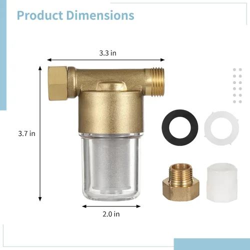 Miniatura 4 de yeesport Filtro de sedimentos para manguera de jardín, filtro de agua en línea, filtro de agua a máquina para calentador de agua eléctrico, ducha