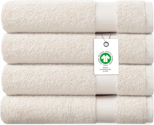 Miniatura 18 de Toalla de baño de felpa de algodón orgánico de lujo Certificado GOTS y OEKO-TEX Toallas de calidad hotelera premium Tecnología Feather Touch