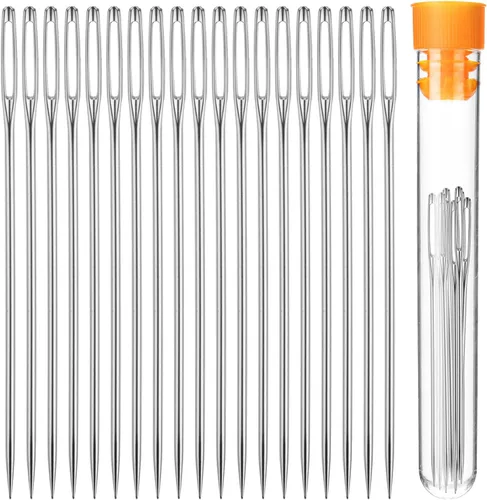 Miniatura 13 de Mr. Pen - Agujas de ojo grande para coser a mano, 50 piezas, tamaños variados con tubo de almacenamiento de madera, agujas de coser, agujas grandes