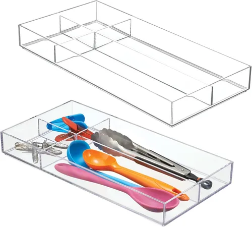 Miniatura 9 de Organizador Clarity de InterDesign para tocador, adecuado para cosméticos y productos de belleza, 8 x 12 x 2 pulgadas, transparente