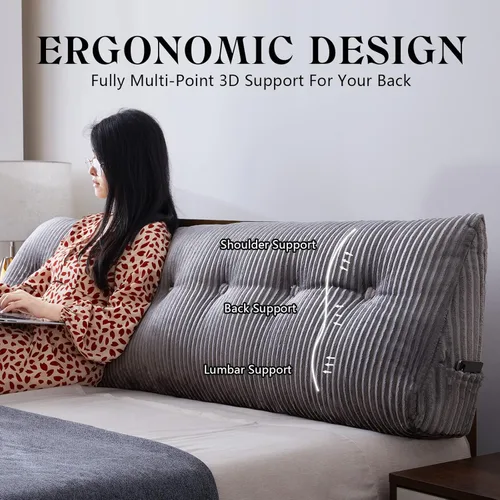 Miniatura 2 de Almohada Grande para Cabecero Almohada de Cuña para Cabecero Almohada de Descanso para Cama Almohada de Lectura Refuerzo Almohada Triangular