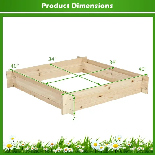 Miniatura 9 de Giantex Cama de jardín elevada de madera, 40 x 40 pulgadas, maceta cuadrada de madera de abeto con base abierta para verduras, flores, hierbas