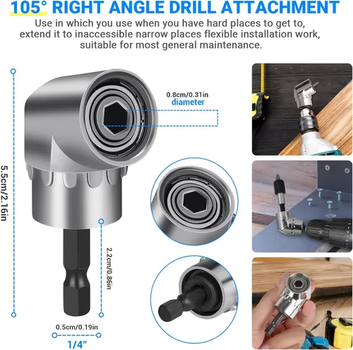 Miniatura 4 de Juego de 32 piezas de extensión de broca flexible, adaptador de enchufe hexagonal de 1/4 3/8 1/2 pulgadas con junta giratoria, accesorio de taladro