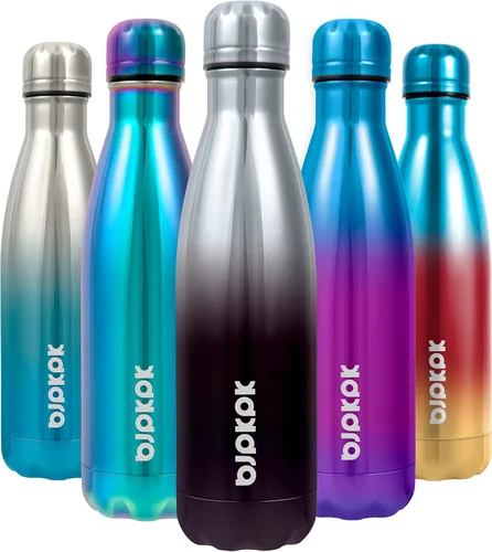 Miniatura 105 de BJPKPK Botellas de agua de acero inoxidable con aislamiento de 17 onzas, mantiene el frío y el calor, brillante oro rosa Oro rosa brillante