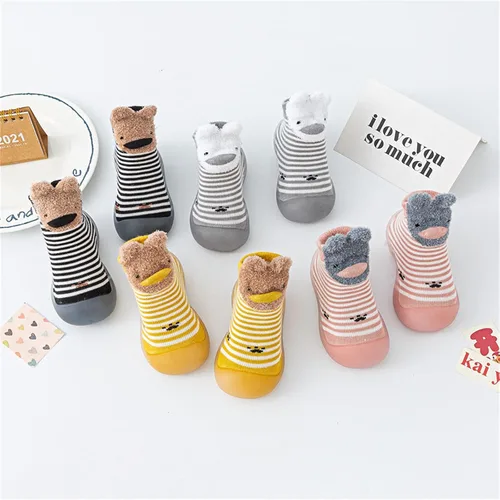 Miniatura 6 de Pantuflas antideslizantes para caminar y correr, mocasines para bebés y niños pequeños, mocasines antideslizantes con rayas arcoíris