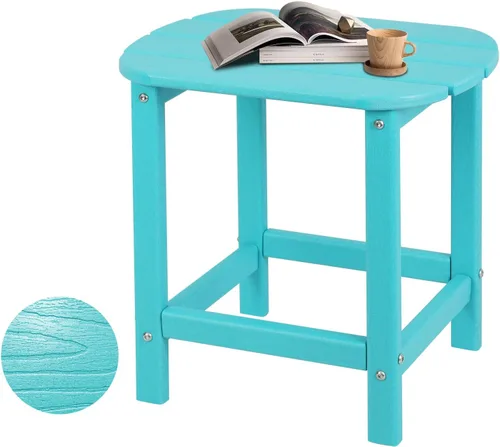 Plawdlik Hdpe - Mesa auxiliar Adirondack para exteriores, con textura de madera, juego para patio, jardín, porche, piscina, patio compuesto, patio