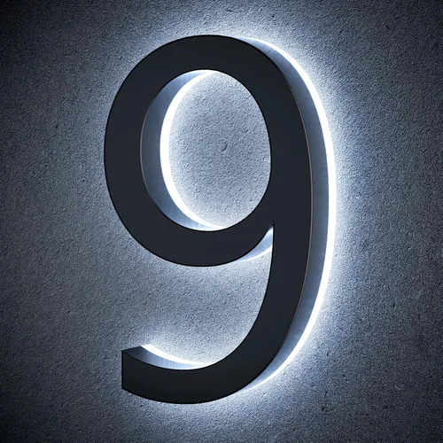 Miniatura 10 de Números de casa retroiluminados de 5 pulgadas para exteriores, acero inoxidable, número de dirección de casa iluminado con LED, letreros