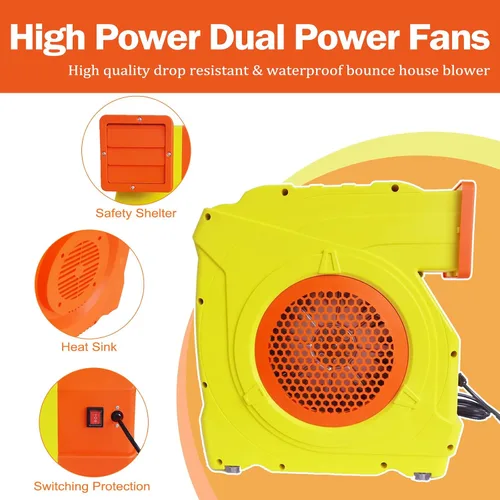 Miniatura 5 de Soplador para Casa de Rebote, Modo Dual 1300W / 1600W, Soplador de Aire Comercial de Doble Velocidad 1.7HP y 2.1HP con Excelentes Propiedades