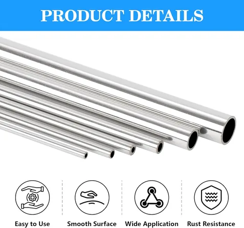 Miniatura 4 de A-KARCK 1/2" OD Tubo de acero inoxidable 304, tubo de metal redondo y recto de 10" de longitud, 1mm de espesor de pared, 4 piezas
