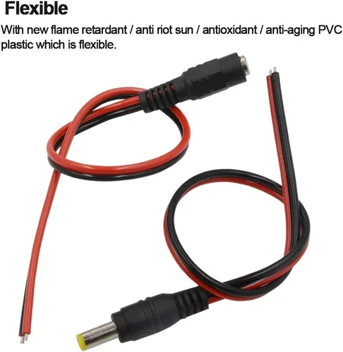 Miniatura 6 de 10 pares de cables de alimentación de CC de 12 V 5 A macho y hembra + 10 pares de conectores de enchufe de alimentación CC para vigilancia