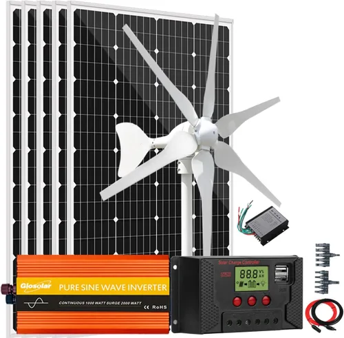 Miniatura 18 de Kit solar de viento de 640 W, kit de carga de batería de 12 V: generador de turbina eólica de 400 W + 2 paneles solares de 120 W + controlador +