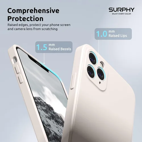 Miniatura 4 de SURPHY Funda de diseño para iPhone 11 Pro Max con protección para cámara, diseño de borde recto, silicona líquida delgada, piedra
