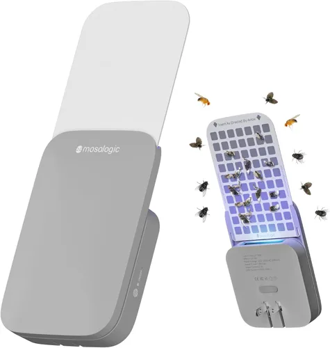 Miniatura 10 de Mosalogic - Trampa para moscas y otros insectos enchufable, mata moscas de la fruta, atrapamoscas, atrapapolillas, atrayente UV, para 93 m² de Rosa