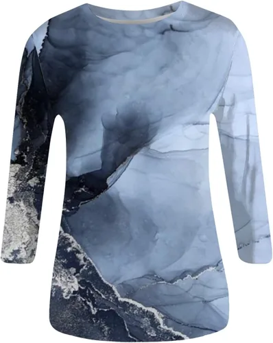 Miniatura 2 de Tops elegantes para mujer, estampado de moda para otoño e invierno, casual, cuello redondo, estampado de manga larga
