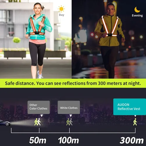 Miniatura 5 de Chaleco reflectante de 2 piezas, correas de seguridad reflectantes ajustables de alta visibilidad, equipo para correr, ciclismo, caminar, montar