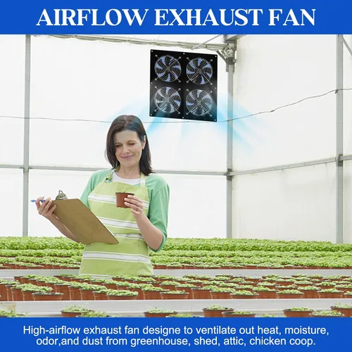 Miniatura 2 de Ventilador de escape solar para gallinero y ventilador alimentado con panel solar de 25 W y paquete de 4 ventiladores de CC sin escobillas de alta