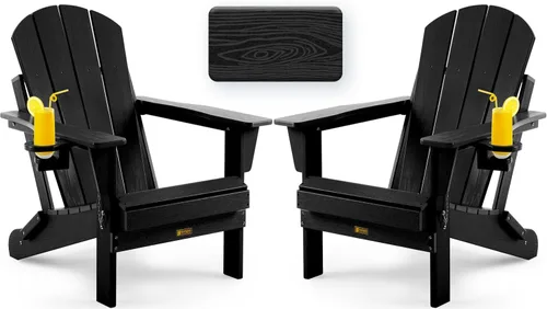Miniatura 15 de Mecedora plegable Adirondack, silla de patio multifuncional 4 en 1 con otomana retráctil, silla de exterior con textura de madera, silla de césped