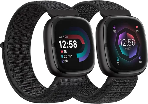 Miniatura 31 de Correas de nailon compatibles con Fitbit Versa 4/Sense 2/Versa 3/Fitbit Sense, correa de repuesto ajustable deportiva suave transpirable
