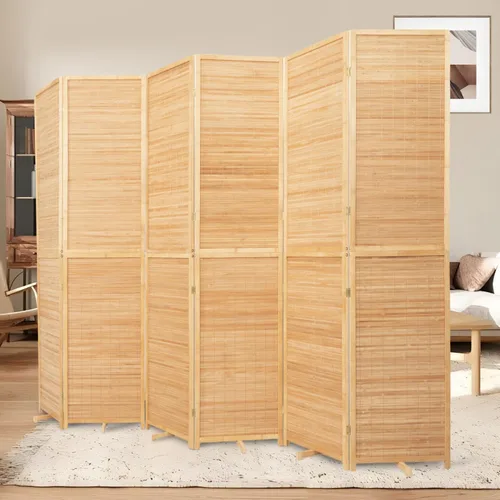 Miniatura 12 de Divisor de pared de bambú de 6 paneles, 106 pulgadas de ancho x 67 pulgadas de alto, diseño plegable con base extra estable, pantalla divisora