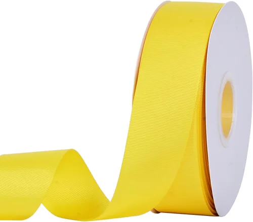 Miniatura 131 de YAMA Rollo de cinta de grogrén sólido, 1 pulgada, 25 yardas para cintas de envoltura de regalos, color blanco
