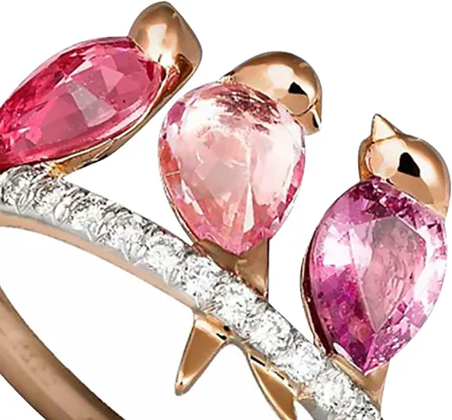 Miniatura 6 de Washranp Exquisito anillo de estilo fresco para mujer, pareja, anillos de amor creativos, 3 pájaros, animales, diamantes de imitación, fiesta