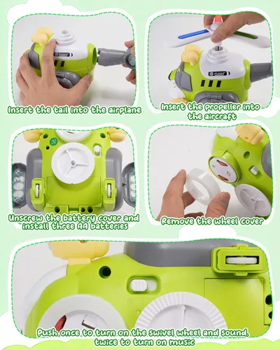 Miniatura 5 de Avión de Juguete para Niños Estilo Tigre – Helicóptero Eléctrico con Luces y Sonidos, Hélice Giratoria 360°, Acción de Choque y Marcha – Juguete