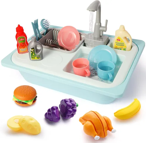 Asweets Juguetes de fregadero de cocina que cambian de color, juguetes para fregadero para niños pequeños con agua corriente, juguetes de juego de