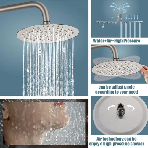 Miniatura 3 de Aolemi Grifo de ducha exterior SUS304 Conjunto combinado de accesorios de ducha de acero inoxidable, Kit de cabezal de ducha de lluvia de 8