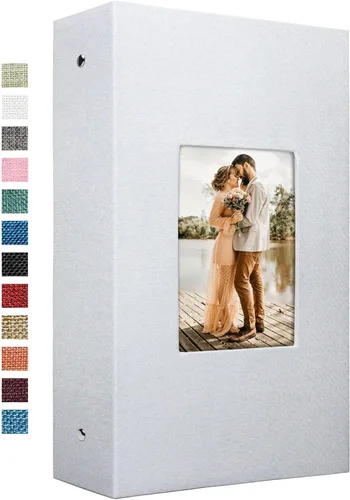 Miniatura 39 de Vienrose - Álbum de fotos de lino con 300 bolsillos de 4 x 6 pulgadas, cubierta de tela, para bodas, familias, aniversarios y bebés Azul cielo