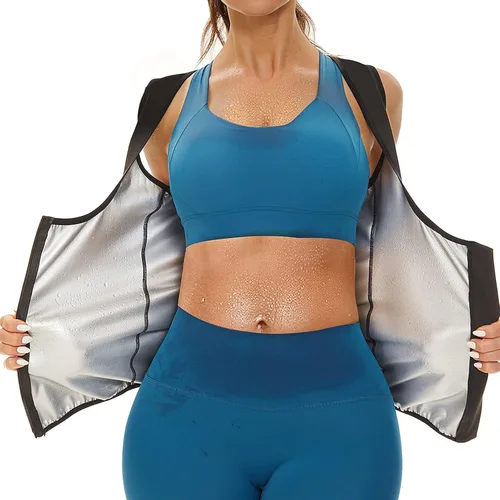 YYQ Chaleco de sauna para mujer, traje de sauna, talla grande, camiseta sin mangas, moldeador de cintura para mujer con cremallera