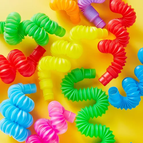Miniatura 9 de JOYIN Paquete de 18 Pop Tubes, Juguetes Sensoriales (Pequeños) Juguetes Fidget Recuerdos de Fiesta - 9 Colores, Aprendizaje Creativo y Diversión