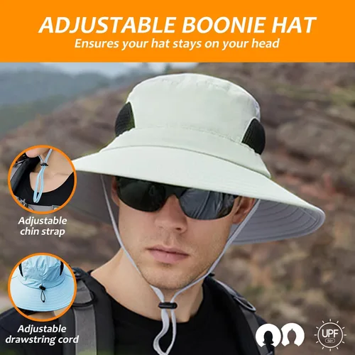 Miniatura 2 de Surblue Sombrero de sol para mujeres/hombres, sombrero de pesca con protección UV UPF 50+ sombrero de pescador de ala ancha Gris claro