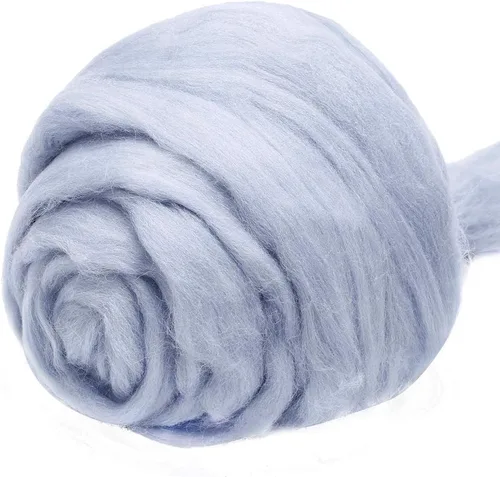 Miniatura 34 de 3.53 oz lana Roving, suministros de fieltro de lana, lana pura, hilo grueso, hilado de lana giratoria para fieltro de aguja, fieltro húmedo, Blanco