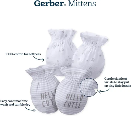 Miniatura 4 de Gerber Baby Girls' 8-pack and 12-pack No Scratch Mittens