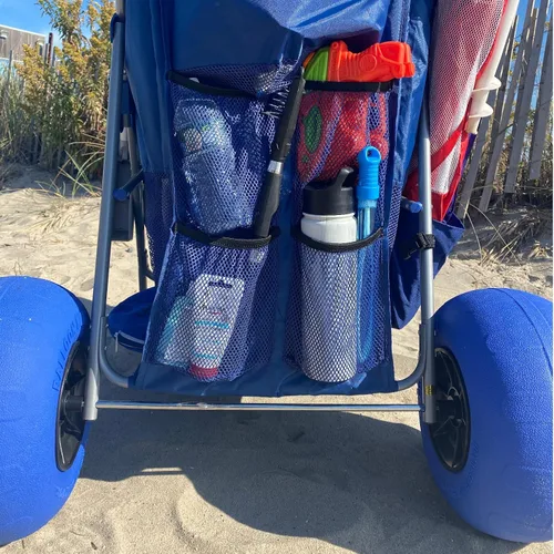 Miniatura 7 de RollX Carro de almacenamiento plegable con 4 ruedas de globo, neumáticos de playa traseros de 13 pulgadas y delanteros de 7 pulgadas