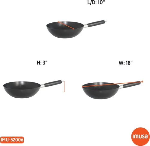 Miniatura 7 de IMUSA Wok antiadherente de acero al carbono de 9.5 pulgadas con mango Cool Touch, color negro