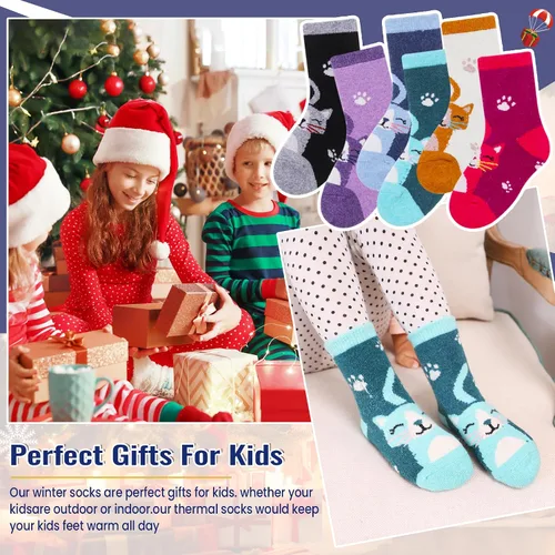 Miniatura 17 de Eocom 6 pares de calcetines de invierno cálidos de lana para niños y niñas