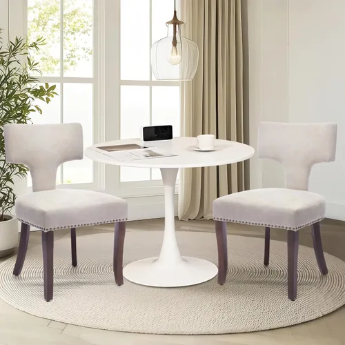 Miniatura 39 de Juego de 6 Sillas de Comedor Tapizadas de Terciopelo, Sillas Laterales de Cocina de Estilo Moderno con Ribete de Tachuelas y Patas de Madera, Anillo