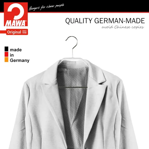 Miniatura 3 de Mawa by Reston Lloyd Silhouette Series - Percha antideslizante para ahorrar espacio con clips para pantalones, estilo 40/FK, juego de 5, color blanco