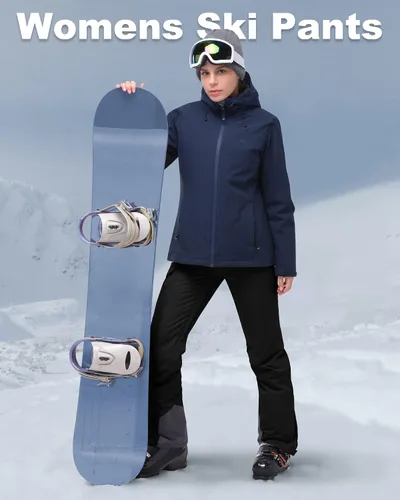 Miniatura 5 de 33,000ft Pantalones de nieve aislados para mujer, pantalones de esquí impermeables para snowboard con polainas para botas