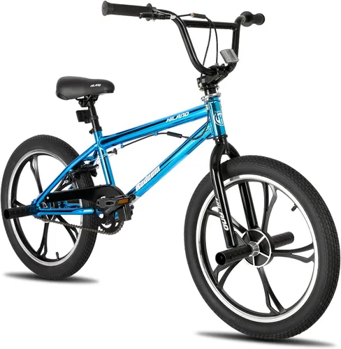 Miniatura 10 de Hiland - Bicicleta BMX de 20 pulgadas para niños y niñas de 5 a 12 años, giro de 360 grados, 4 clavijas, bicicleta BMX de una velocidad para niños