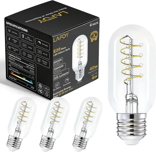 Miniatura 12 de Bombilla LED vintage Edison de 25 W, equivalente a 20 W, base media, regulable, suave, cálida, 2200 K, ámbar antiguo, T45, pequeña, estilo retro