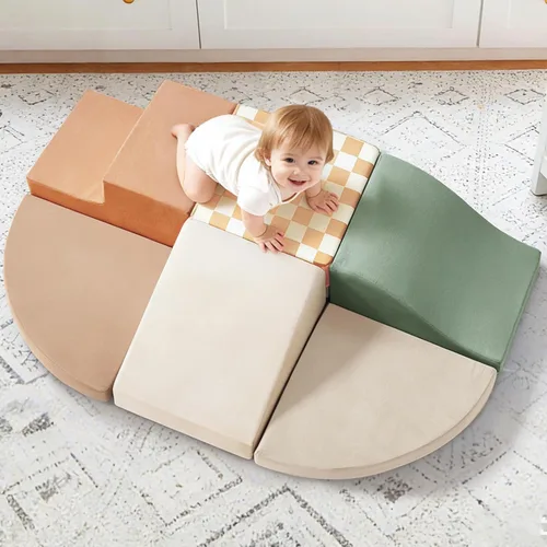 Miniatura 10 de Tiny Land - Juego de 6 bloques de espuma suave para escalar para niños pequeños, bloques de espuma para bebés, juguetes de escalada para parque