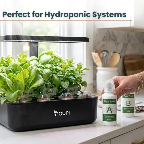 Miniatura 2 de Nouri Fertilizante líquido hidropónico para plantas de nutrientes A y B, sistema de cultivo hidropónico, accesorio para plantas