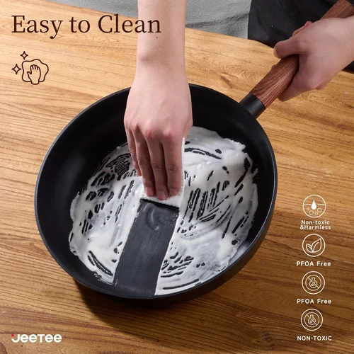 Miniatura 7 de JEETEE Juego de utensilios de cocina de cerámica, 15 ollas y sartenes antiadherentes con asas extraíbles, juego de utensilios de cocina de inducción