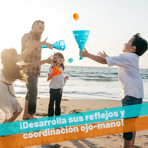 Miniatura 6 de punkdog Juego de Pelota Pop and Catch con 24 Pelotas y 4 Cestas Lanzadoras - Actividades de Juego al Aire Libre e Interior, Juguetes de Playa